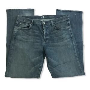 7 For All Mankind Men's Medium Wash Relaxed Button Front Jeans 36